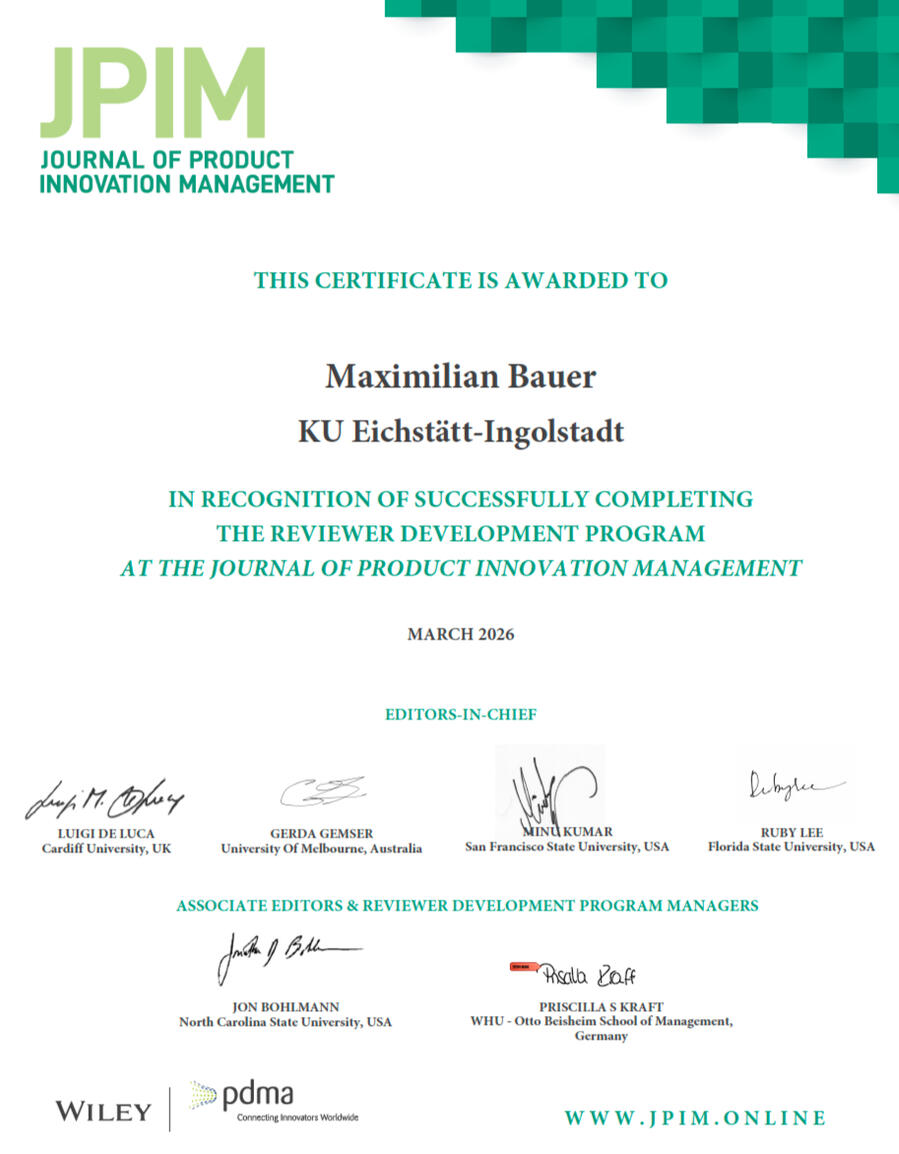 Maximilian JPIM Reviewer Development Certificate